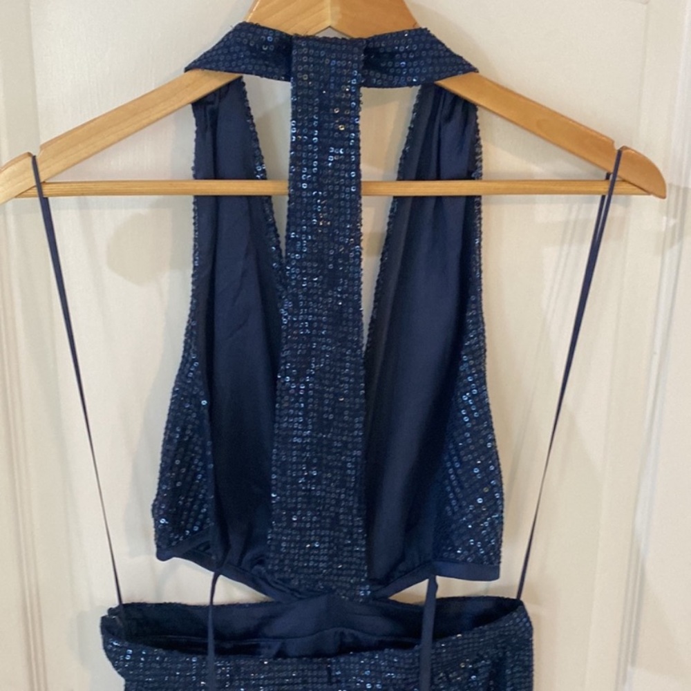 Ramy Brook Selena Sequin Maxi Dress Size 10 NWT Navy Cut Out Halter Gown Formal - Picture 10 of 13